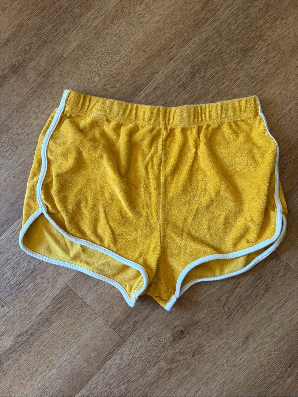 RE/DONE 90s Terry Shorts Marigold Yellow Dolphin Shorts Size Medium Made in USA